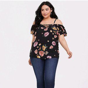 Torrid NWT 5X GORGEOUS Rose Cold Shoulder Blouse